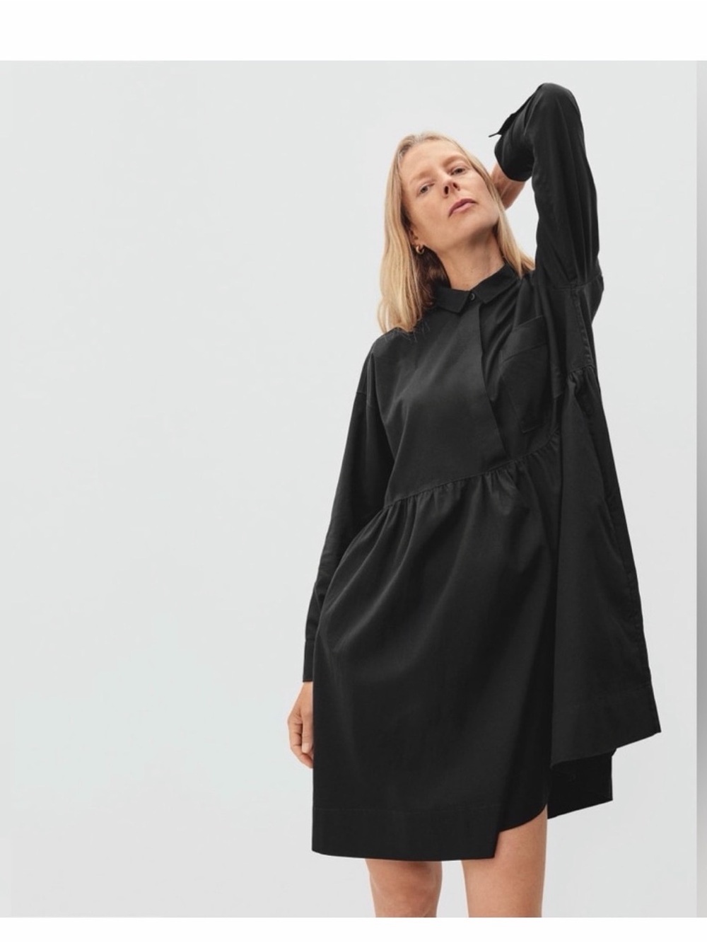 Everlane The Field Black Shirt Dress